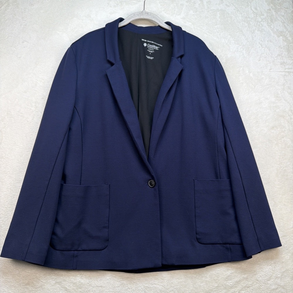 Coolibar Blazer Womens Large UPF 50+ Sun Protection Travel Jacket Navy Blue